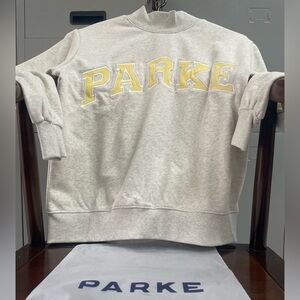 PARKE Light Gray Mockneck Sweatshirt with Yellow Accents